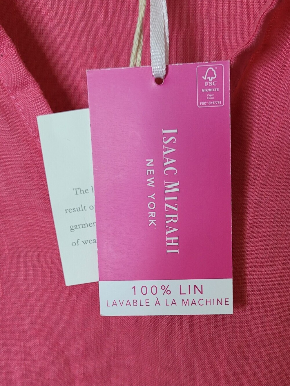 Isaac Mizrahi Pink Linen Tunic Top Size XL NWT - Picture 8 of 8